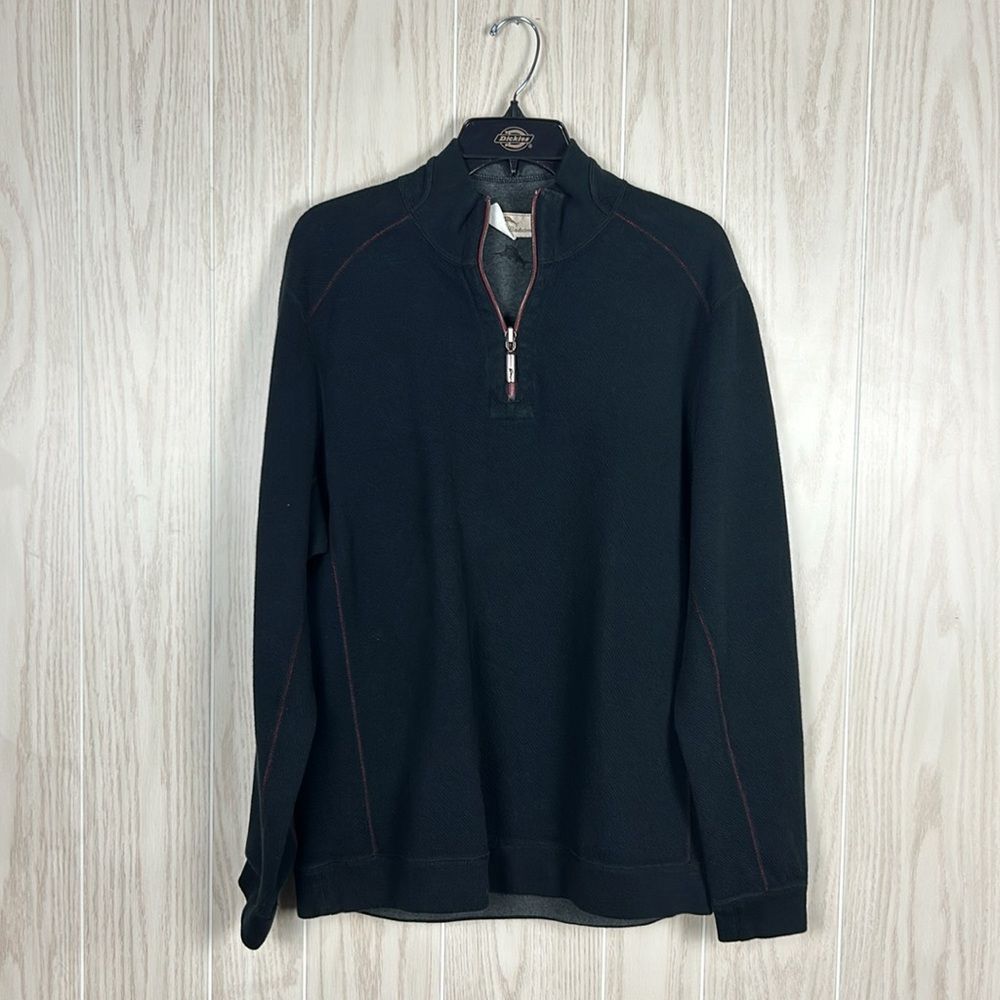 Tommy Bahama Men's Reversible Cotton Long Sleeve Flipshore Half-Zip Pullover, L